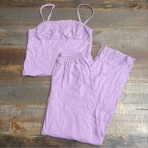 Vintage Y2K Victoria’s Secret 2 piece purple eyelet crochet lace pajama set